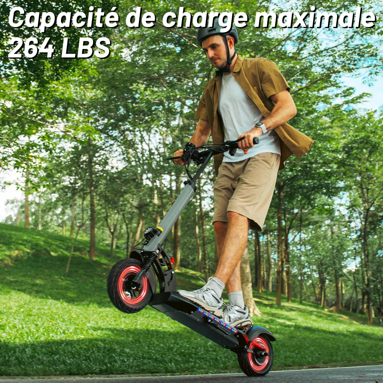 Trottinette Électrique Adulte 800W Moteur,Autonomie 35-40 KM Batterie 48V 12.5Ah Trotinette Electrique Pliable Portable,Roues 10" Tout Terrain Double Suspension Frein à Disque Escooter