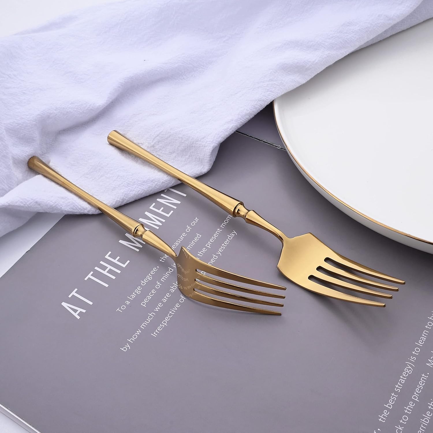 20-Piece Gold Mirror Polished Silverware Cutlery Set, Stainless Steel Tableware Flatware Utensils Set Service for 4, Include Knife Fork Spoon, Dishwasher Safe