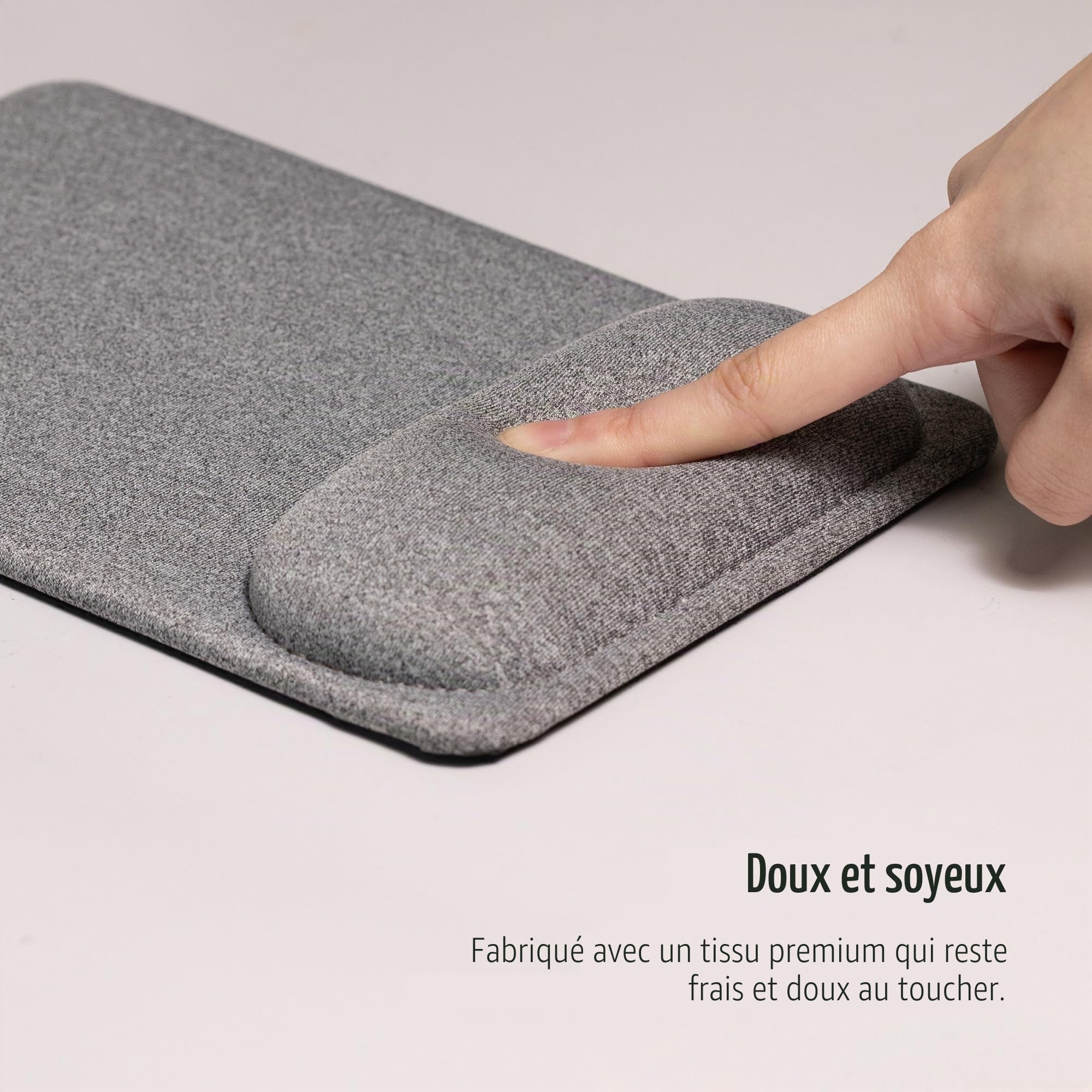 SenseAGE Tapis de Souris Ergonomique avec Repose Poignet, Base Antidérapante 22,5 x 15,5 cm Gris