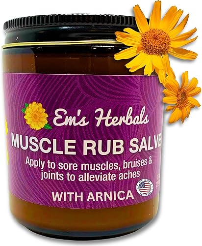 Miniatura 7 de Em's Herbals, Muscle Rub Salve - Fabricado con aceite de árnica orgánico, cristales de mentol y aceites esenciales eficaces para penetrar