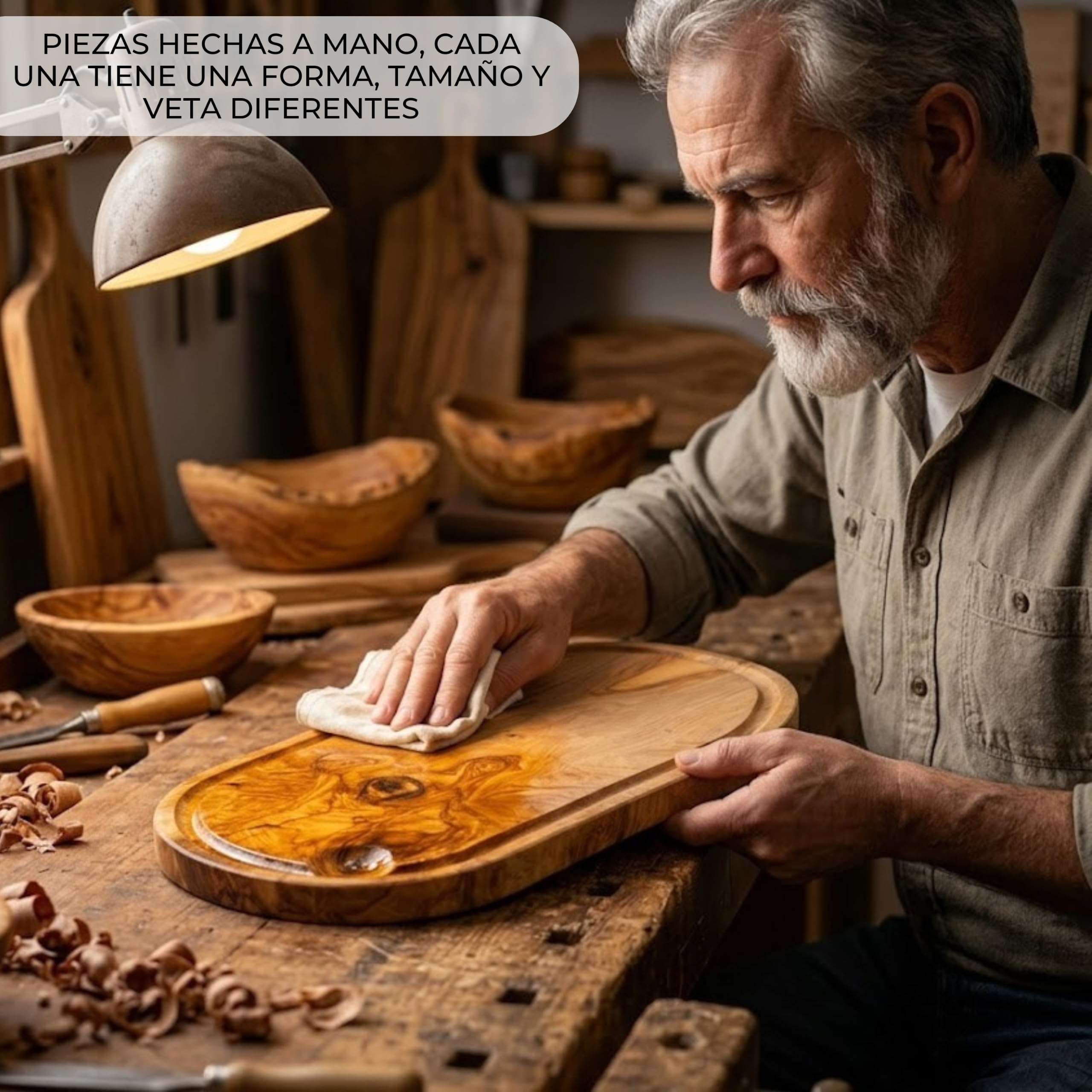 Erreke Tabla de Madera de Olivo Natural con Ranura, 39 x 18 cm, Uso Diario
