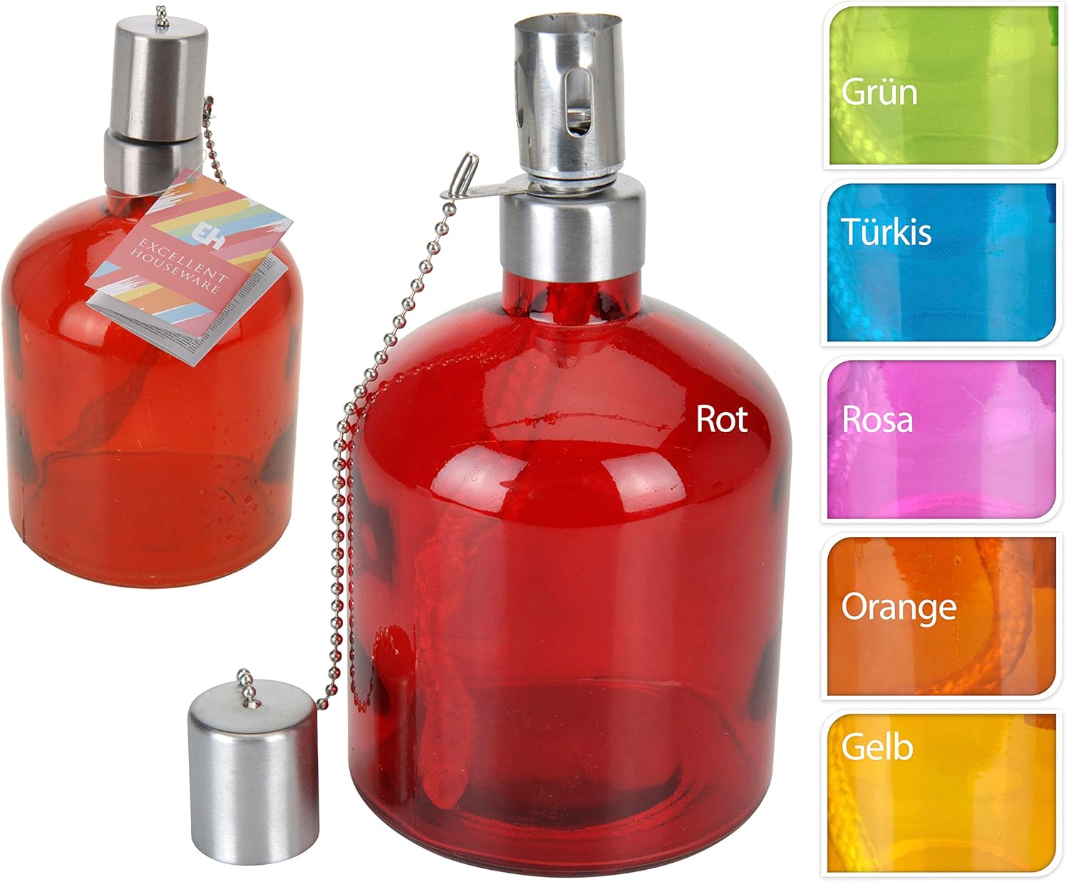 Glas Öllampe - Gelb - mit Docht Öllaterne Öl Lampenöl : Amazon.de: Beleuchtung