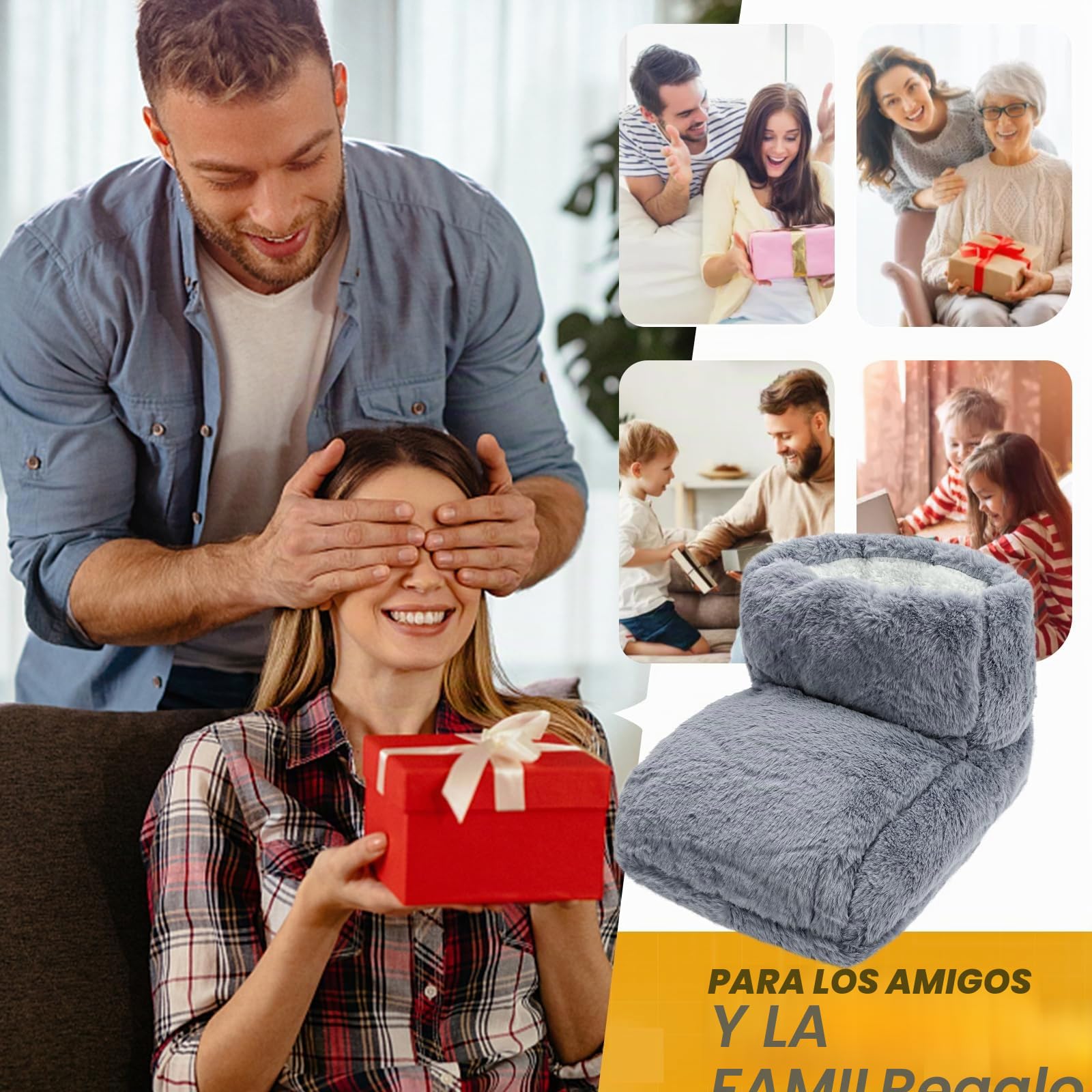 Calentadores de pies con calefacción, calentador de pies con USB peludo con ajustes de temporizador y temperatura ajustable, calentador eléctrico de pies para mujeres y hombres, invierno, hogar
