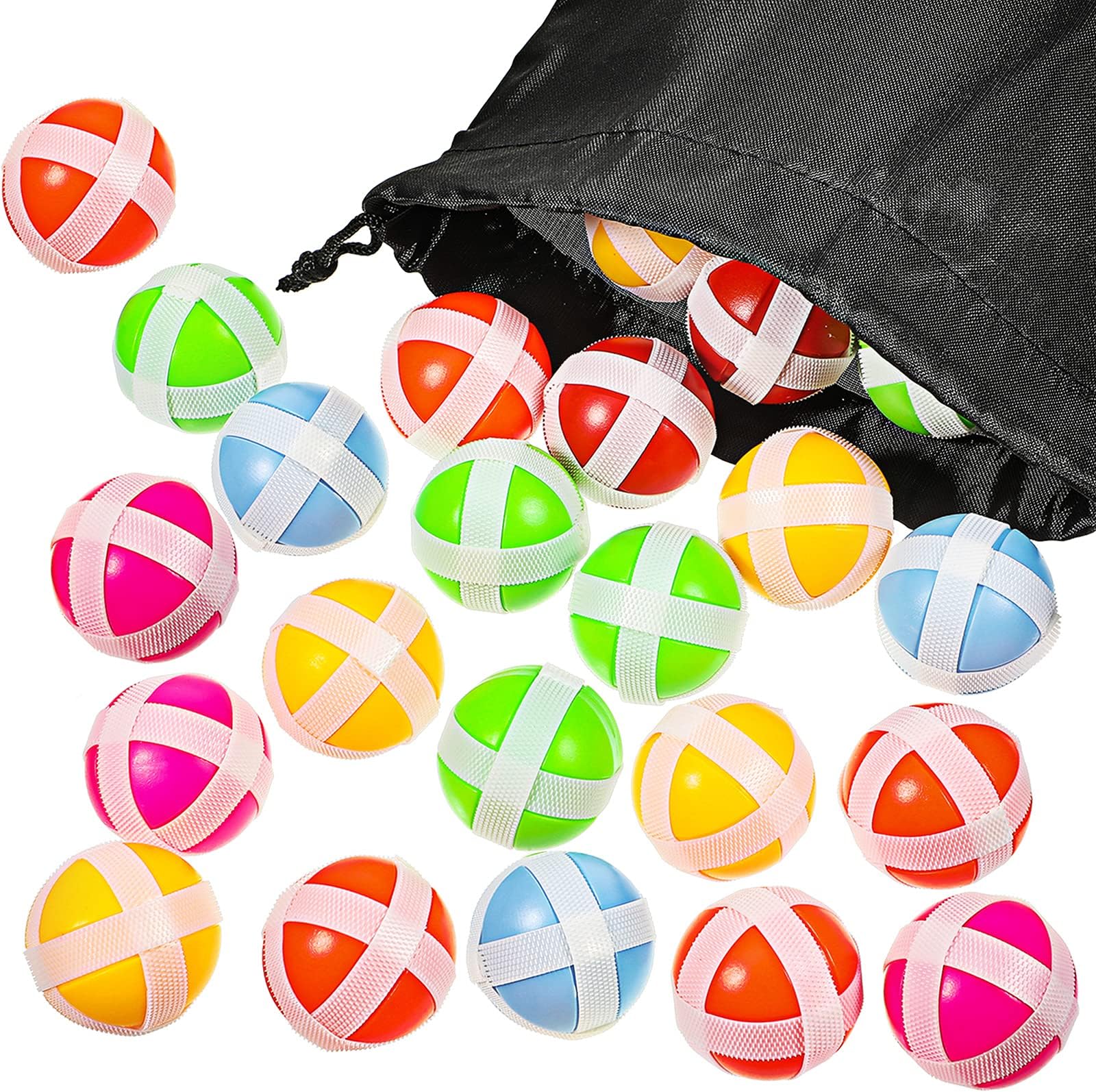 30 Pieces Sticky Balls for Fabric Dart Board, Dart Hook and Loop Balls with Storage Bag, Safe Sport Darts Game Accessories for Adults and Teens Indoor Outdoor Party Games, 6 Colors