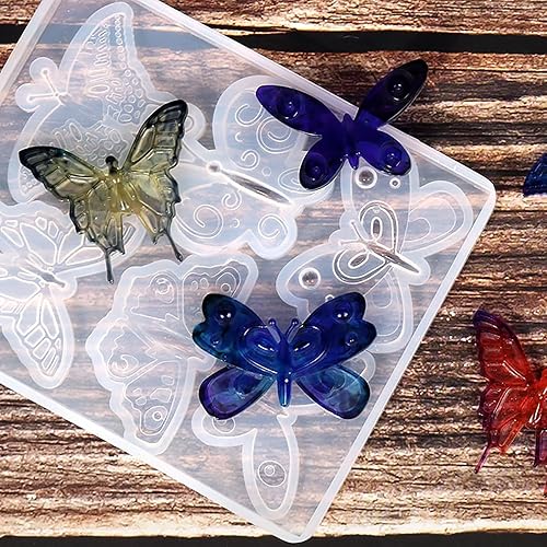 Miniatura 5 de Molde de resina epoxi de mariposa 3D, moldes de resina de silicona con forma de mariposa, aretes de mariposa, collar colgante, broche, llavero,