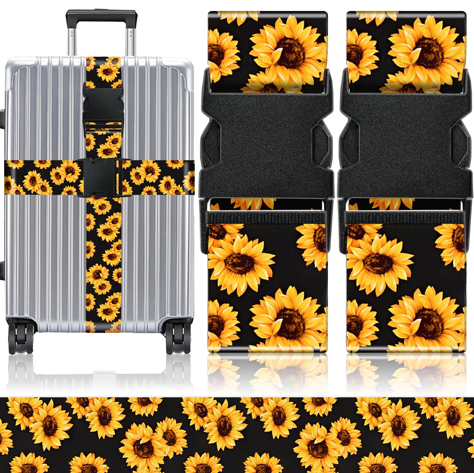 Slohif Luggage Straps for Suitcases Travel Belt Accessories Luggage Connector Identifiers 2 Pack Over Handle with Buckle Unique Nylon Adjustable Strap