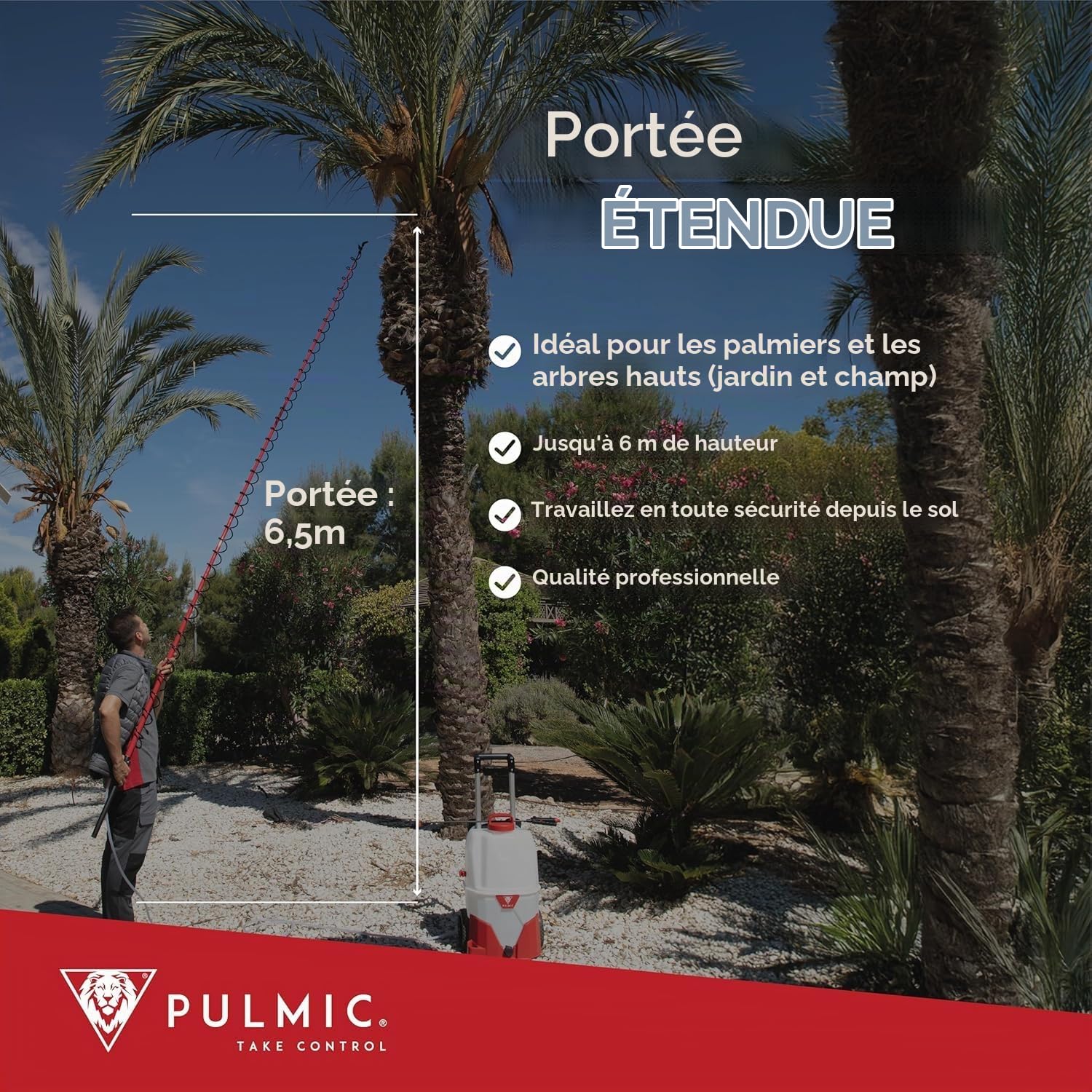 PULMIC Pulvérisateur à Dos 16L Professionnel + Lance Télescopique 5m, Pulvérisateur Agricole Manuel pour Herbicide et Insecticide, Pulvérisateur Haute Pression avec Lance Extensible