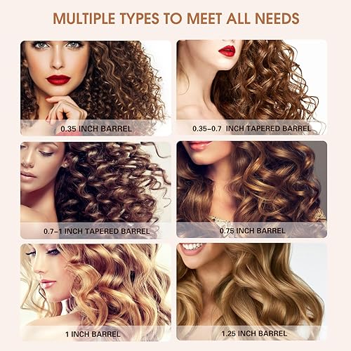 Miniatura 2 de Janelove - Rizador de pelo 6 en 1, rizadores de pelo de cerámica de larga duración de 180-450 , juego de rizadores de 0.35 a 1.25 pulgadas para