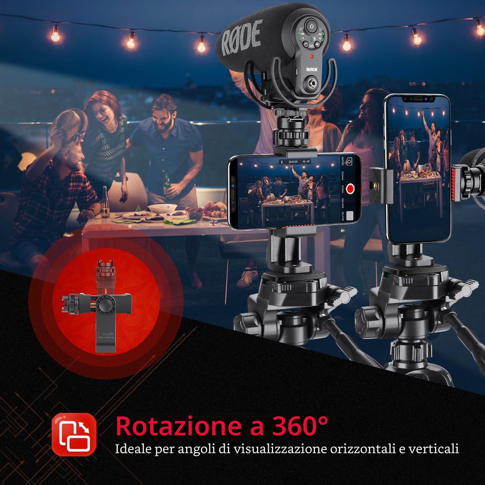 Zeadio Vlogging - Stabilizzatore wireless per smartphone, con morsetto di montaggio e scatto remoto per iPhone, telefoni Android e altri smartphone
