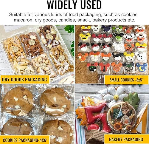 Miniatura 6 de Bolsas de celofán transparente, 200 unidades, bolsas autoadhesivas de 3 x 5 pulgadas, bolsas de dulces, bolsas de tratamiento, bolsas de plástico