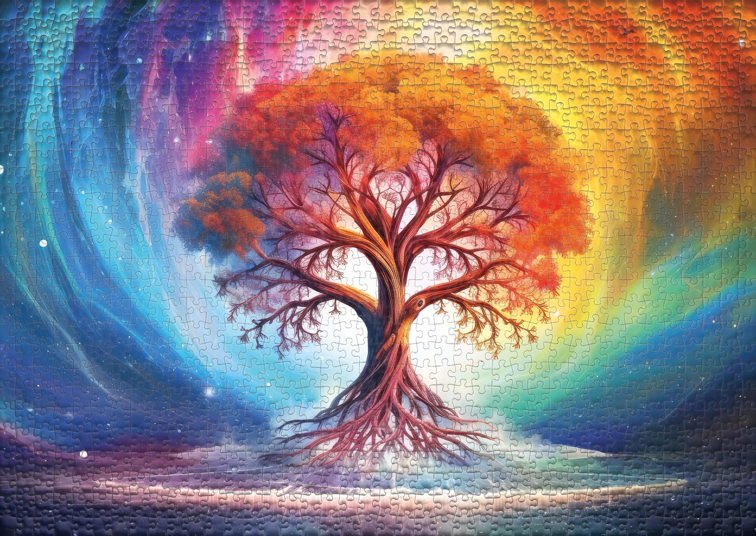 Ulmer Puzzleschmiede, 1000 piece puzzle ‘Universal Tree’, colourful tree of life motif in a modern design - Image 2
