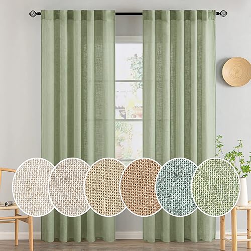Vista 142 de MIULEE - Cortinas semitraslúcidas suaves y gruesas, textura de lino para dormitorio y sala de estar, para Navidad, con trabilla trasera y jareta, 84