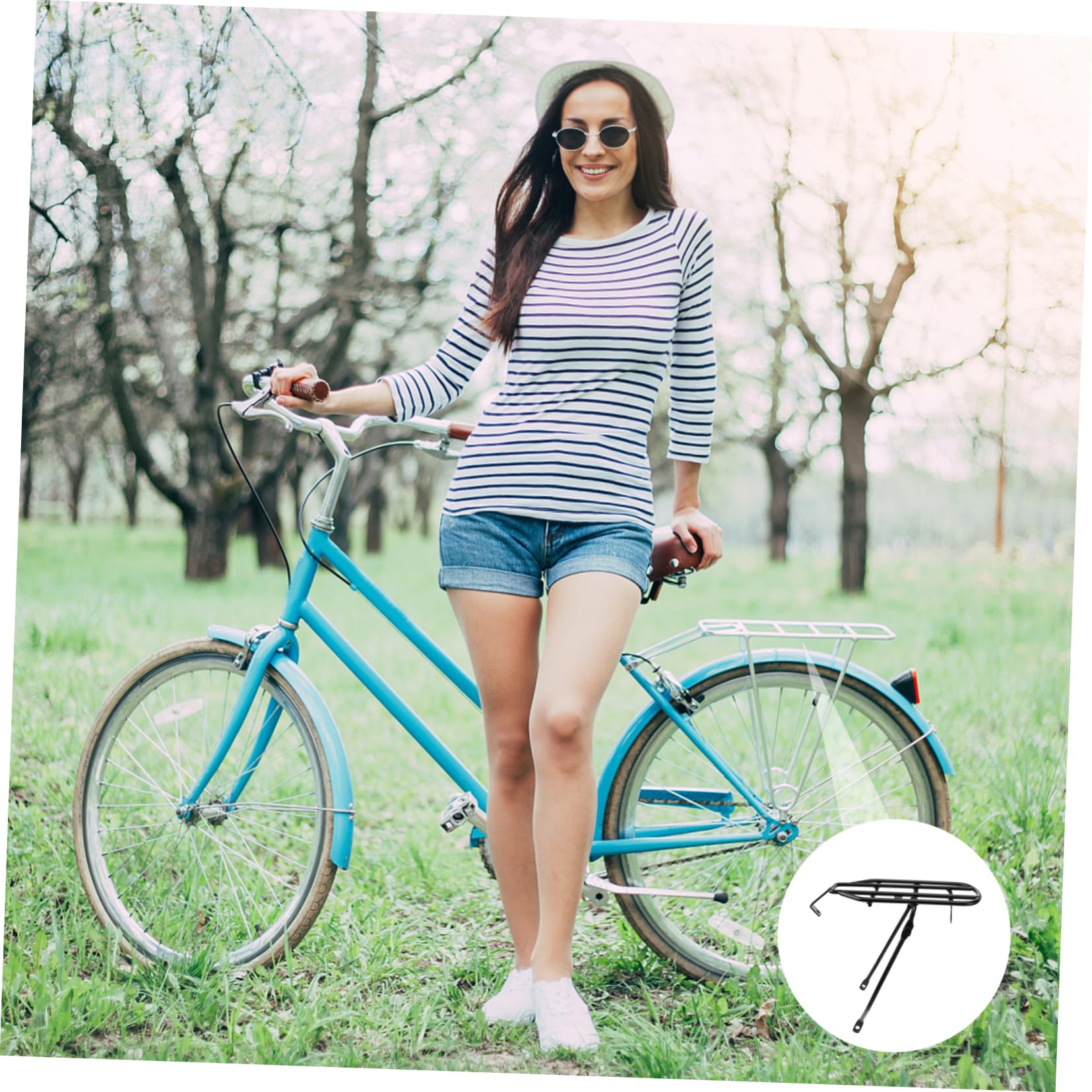 Happyyami Durable Folding Bike Carrier Rack Rear Shelf Luggage Carrier for Easy Outdoor Transport for Suitcases and Backpacks Lightweight and Compact Design