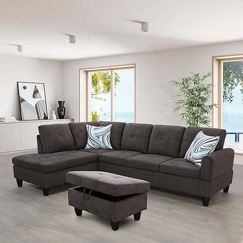 Star Home Living Maryland - Sofá seccional orientado a la izquierda en forma de L, marrón