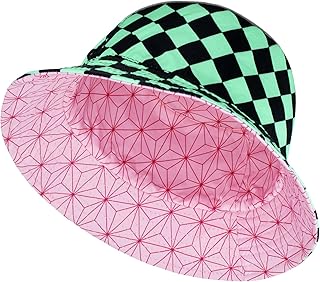 Anime Demon Slayer Kamado Tanjirou Kamado Nezuko Bucket Hat All Over Print Fishing Hat Reversible Double Side Wear Bucket Hat