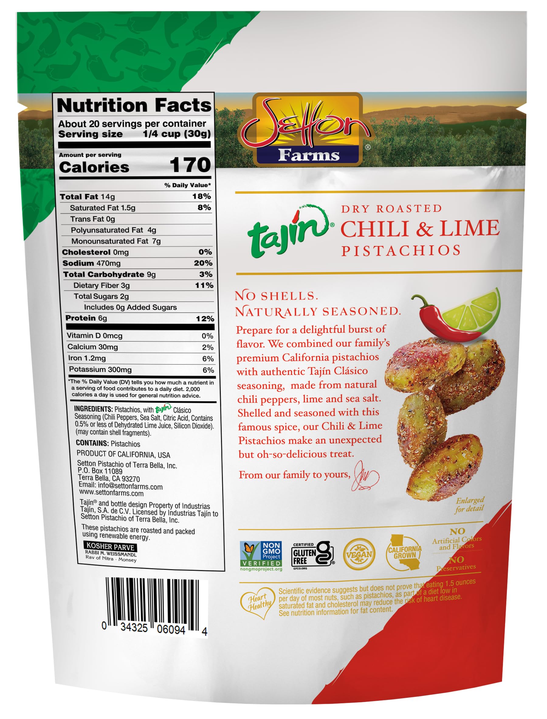 Amazon.com : Pistachios Tajin Clasico Chile Lime Seasoned | No