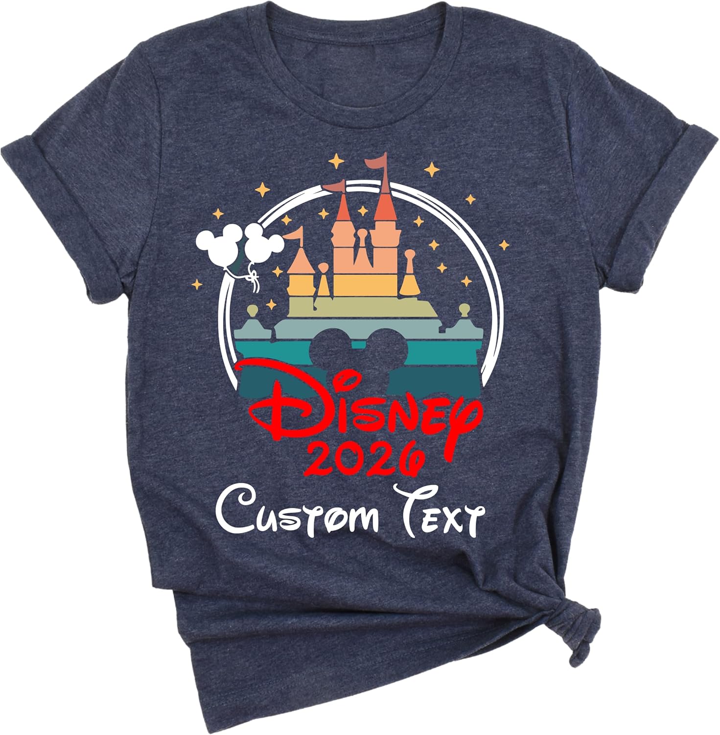 Custom 2026 T-Shirt with Castle and Mickey Design, Personalized Text, Magical Kingdom Shirts, Mickey Castle Tees, Unisex Cotton Blend, Multiple Colors, Short Sleeve - Image 2