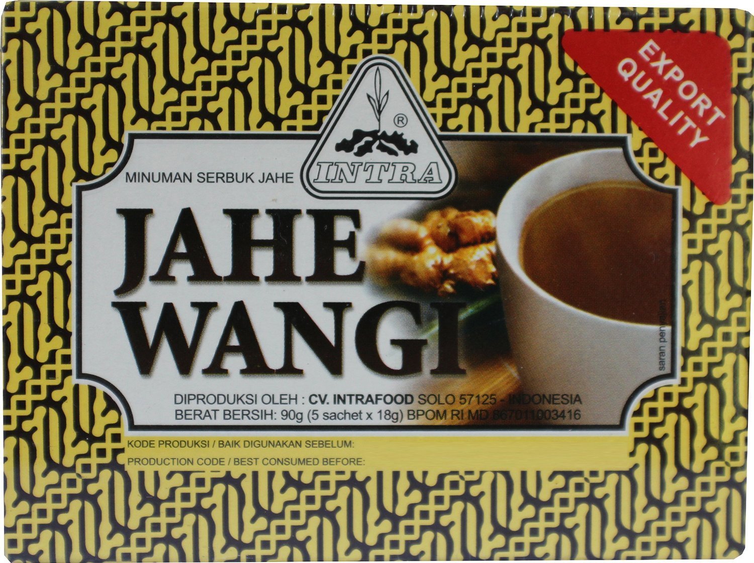 Amazon.com : Intra Jahe Wangi Ginger Tea 5-ct, 90 Gram (Pack of 3