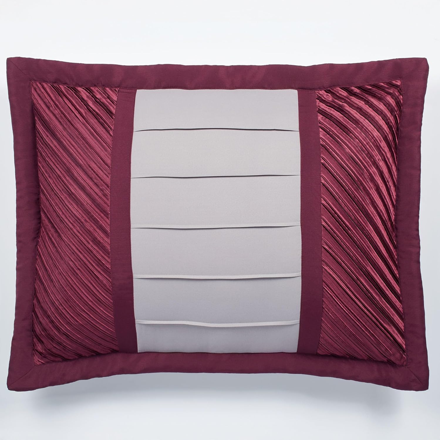 Touch of Class Sigma Contemporary Luxury Washable Bedding | Sophisticated | Burgundy, Stone, Dark Wine | Pleated | Silky Polyester Satin | 3 Piece Bed Set: Queen Bedspread and 2 Standard Shams