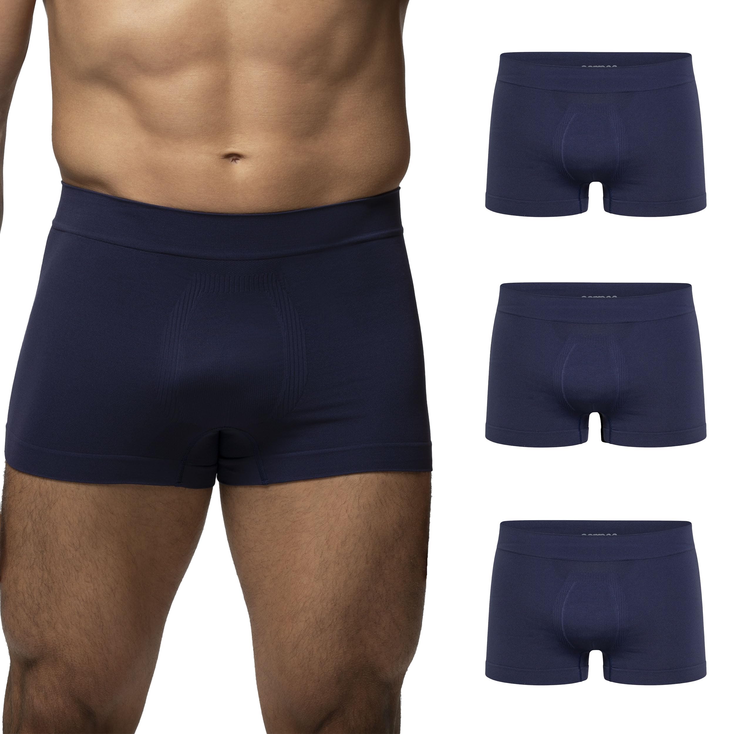 POMPEA Boxer U Seamless Men's Underpants (Pack of 3), Basic Blue, L-XL