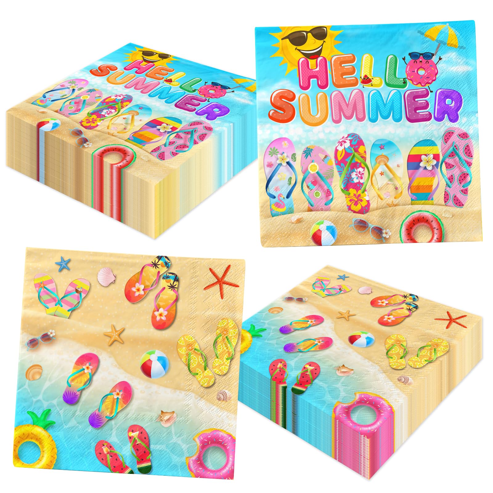 Beach Party Decorations Napkins, 40Pcs Hello Summer Party Decorations Napkins Disposable Flip Flop Decorations Napkins Flip Flop Decor Summer Napkins for Beach Party Decorations