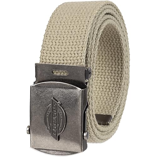 Dickies Men's Cotton Web Belt with Military Logo Buckle