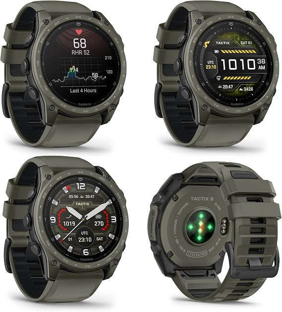 Garmin tactix 8 Tactical Smartwatch 51 mm AMOLED Touchscreen, Titanium Sapphire Cerakote Olive Drab Applied Ballistics Ultralight Multiband GPS LED Flashlight Dive Rated