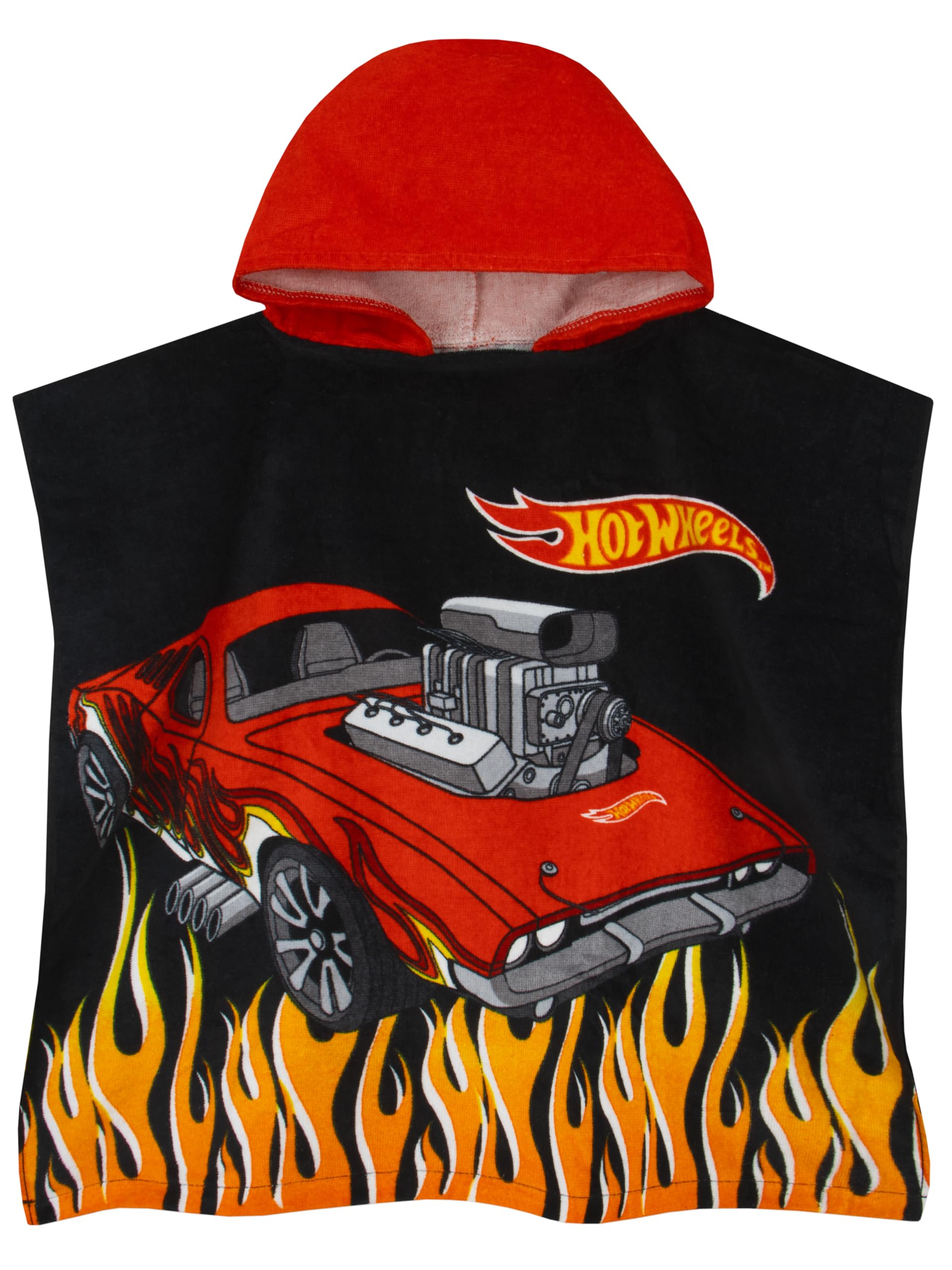 Hot Wheels Poncho Bambino, Accappatoio Bambino Macchina, Accappatoio Ragazzo, Taglia Unica, Nero