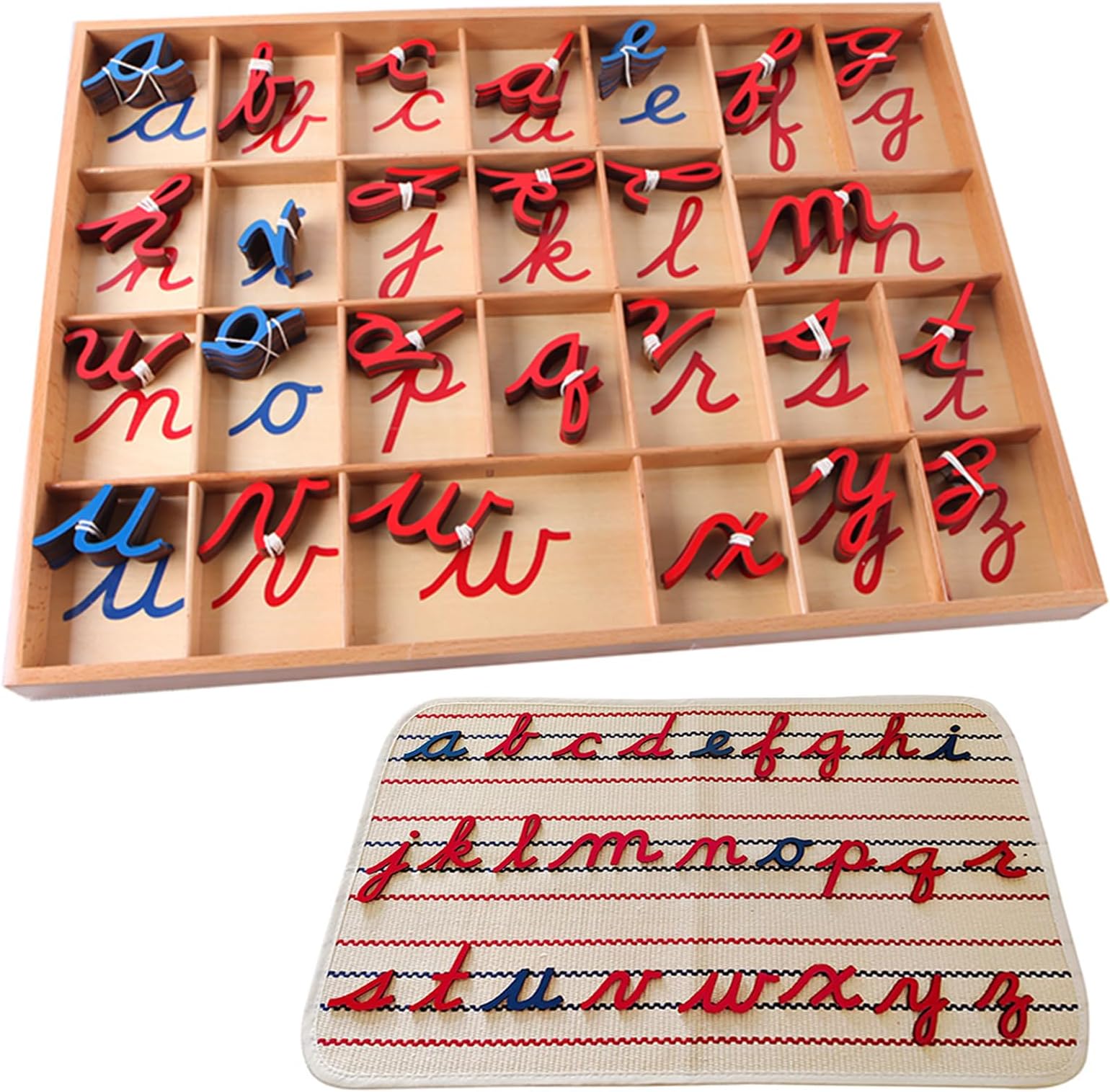 Small Cursive Moveable Alphabet-Montessori Grammar Symbols Cards with Box-Montessori Materials Language Educational Tools Preschool Learning