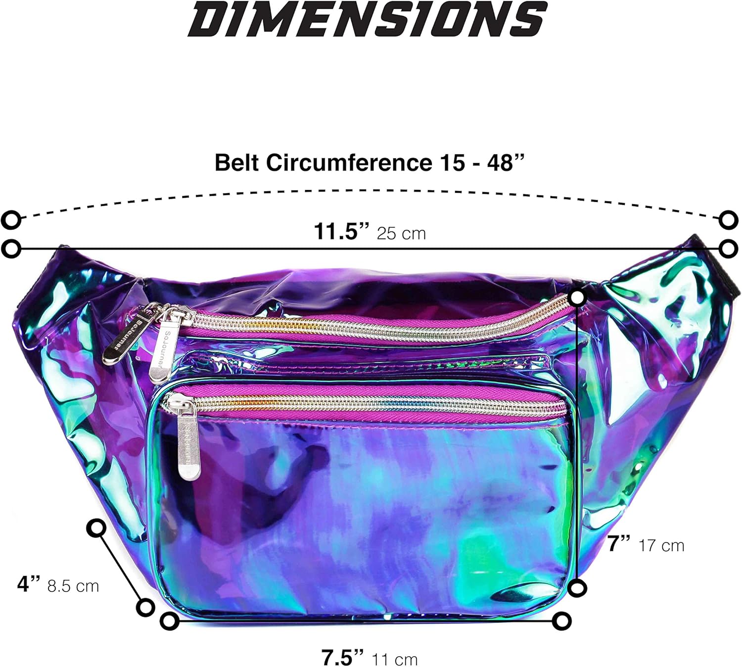  | SoJourner Holographic Rave Fanny Pack - Packs for festival women, men | Cute Fashion Waist Bag Belt Bags (Transparent - Purple) | Waist Packs