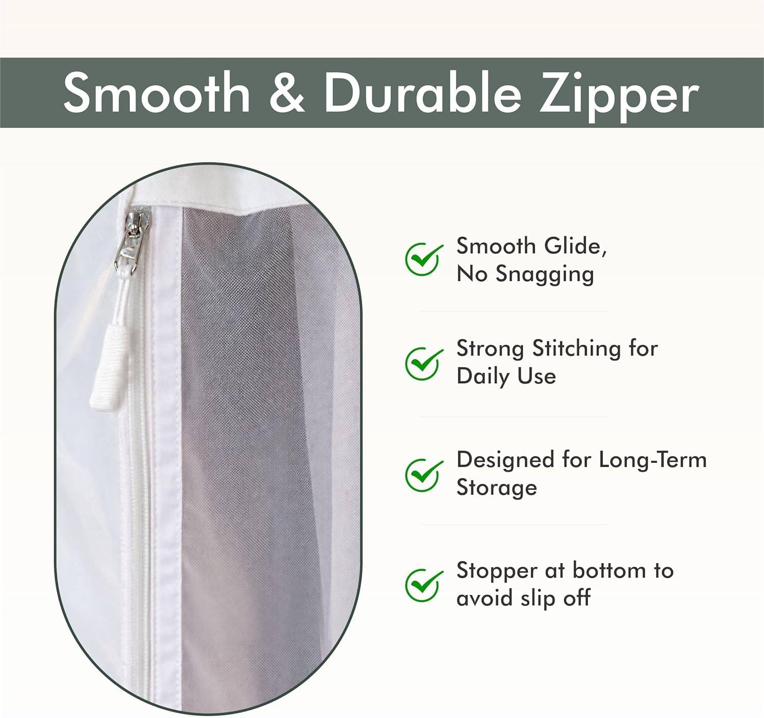Premium Garment Bag for Hanging Clothes - Breathable Cotton Suit Bag for Closet Storage - Garment Bags for Dresses, Coats & Gowns - Garment Cover for Long Dress, Travel & Home (42 Inch)