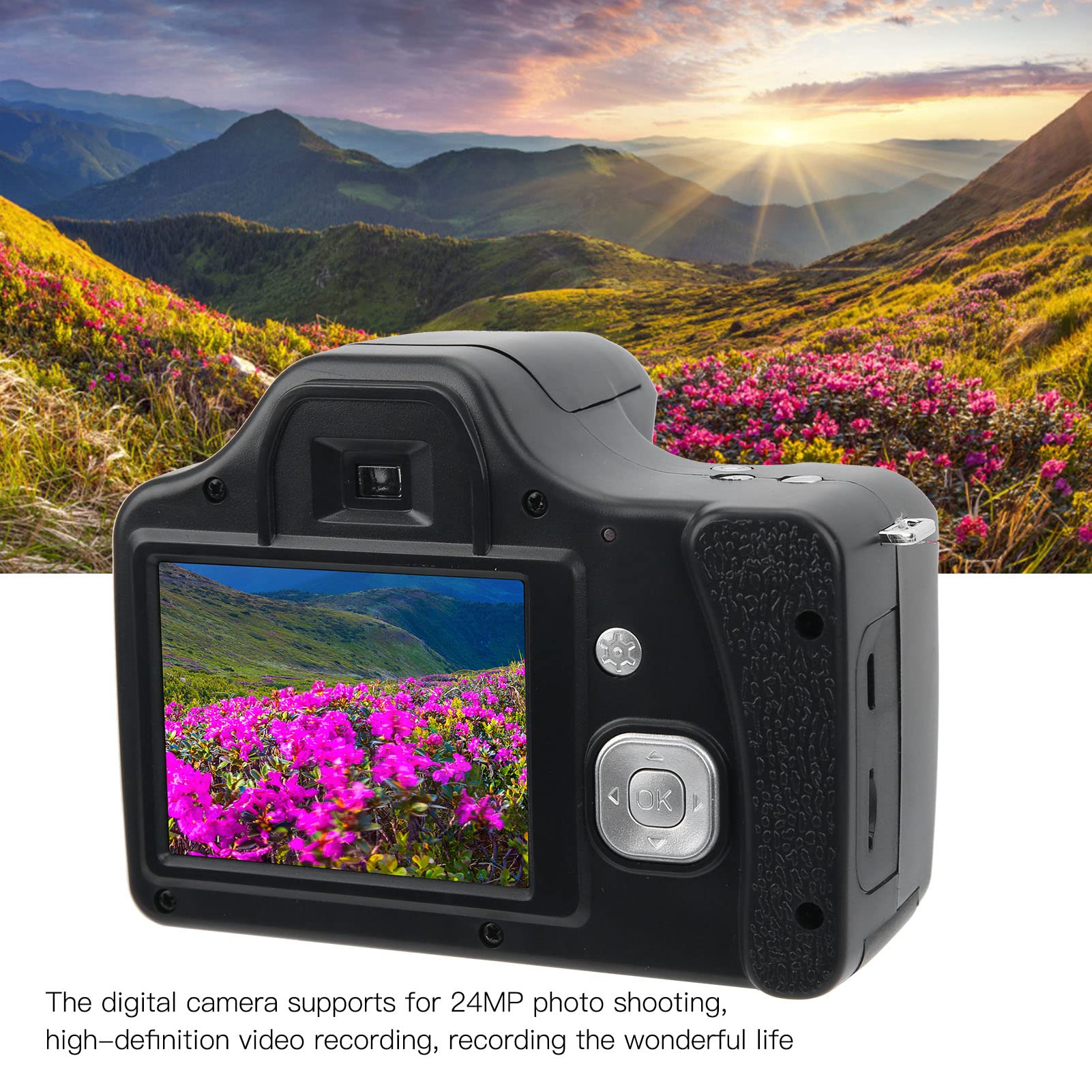 Fotocamera Digitale, Fotocamera Portatile con Schermo LCD da 3 Pollici, Fotocamera Reflex HD con Zoom 18X a Lunghezza Focale Lunga con Batteria di Grande (Tipo standard)
