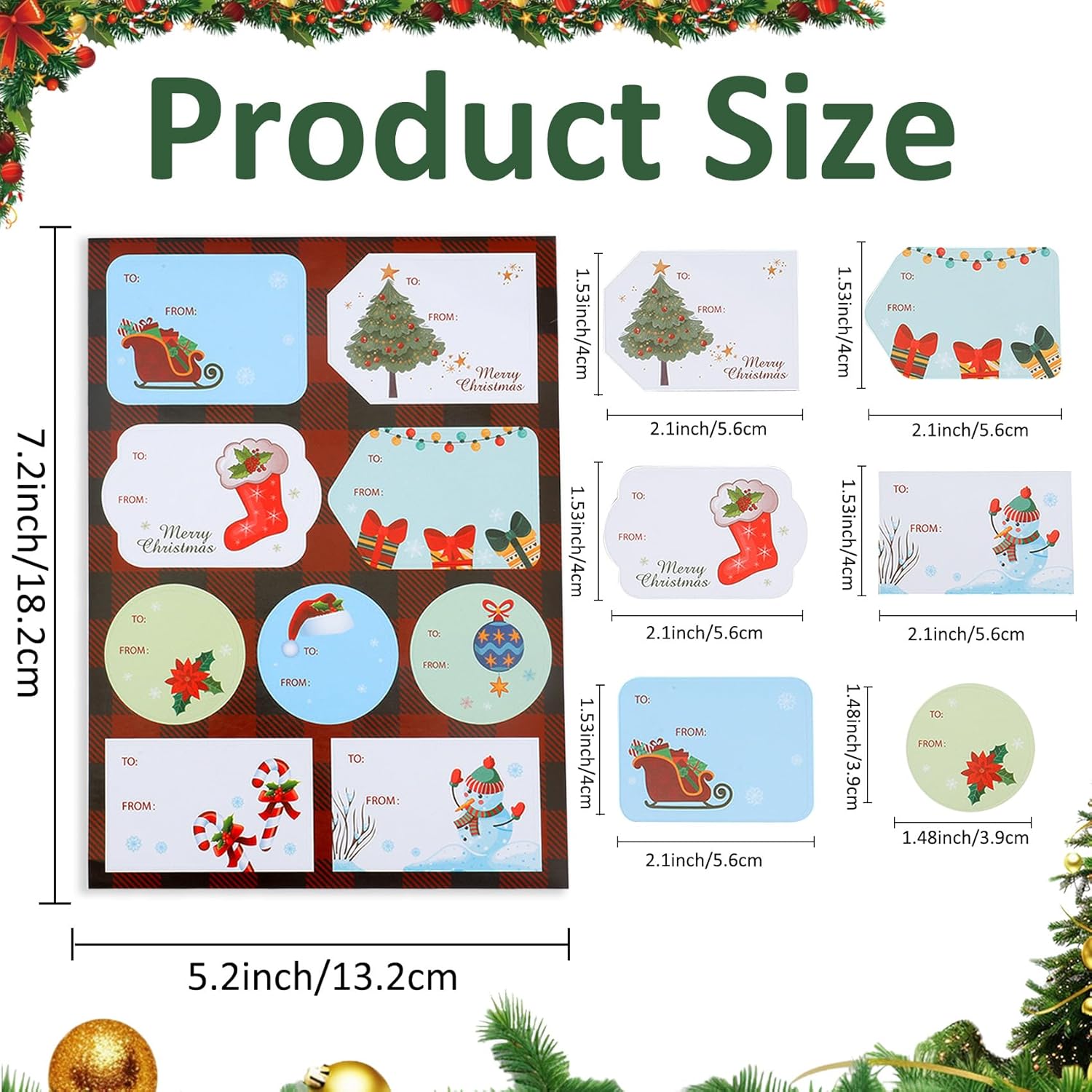 Christmas Gift Tags Stickers, 207 PCS Gift Tags for Christmas Presents, 24 Sheets Self Adhesive Xmas to from Name Tags Labels Stickers Holiday Present Label for Box Cards Envelope Xmas Gift Wrapping - Image 2