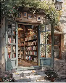 PHANTASYART Pintura de livraria por número adulto, pintura por números para adultos, pintura de livraria vintage com números para adultos, kit de pintura a óleo DIY perfeito para presentes e decoração