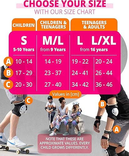 Miniatura 5 de SKATEWIZ Juego de almohadillas de protección para patineta para niños y adultos - Smash - Almohadillas para patines [6 piezas] con protectores