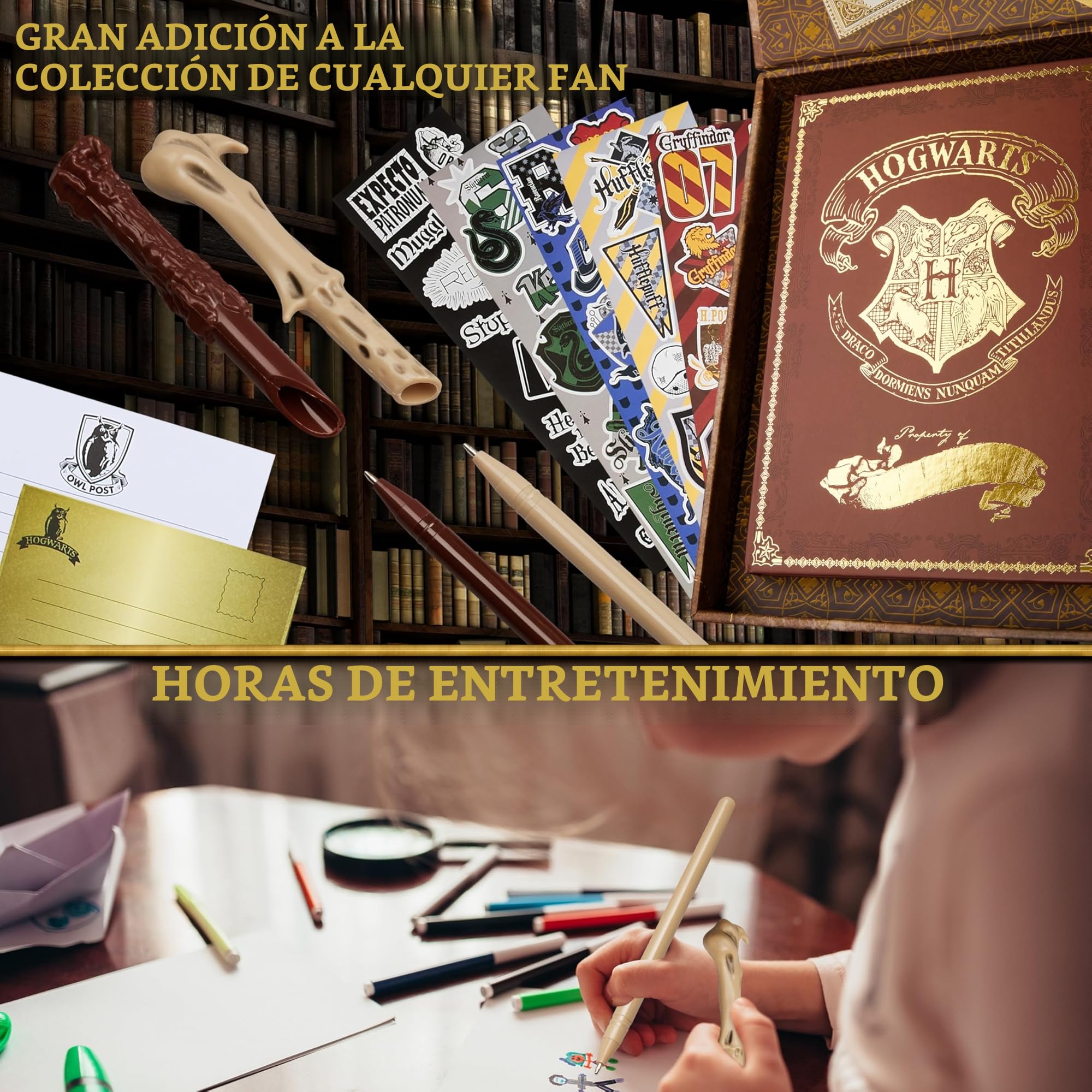 Harry Potter Regalos, Set de Papelería con Cuaderno de Notas de Hogwarts, bolígrafo varita, pegatinas y sobres para niños [toy]…
