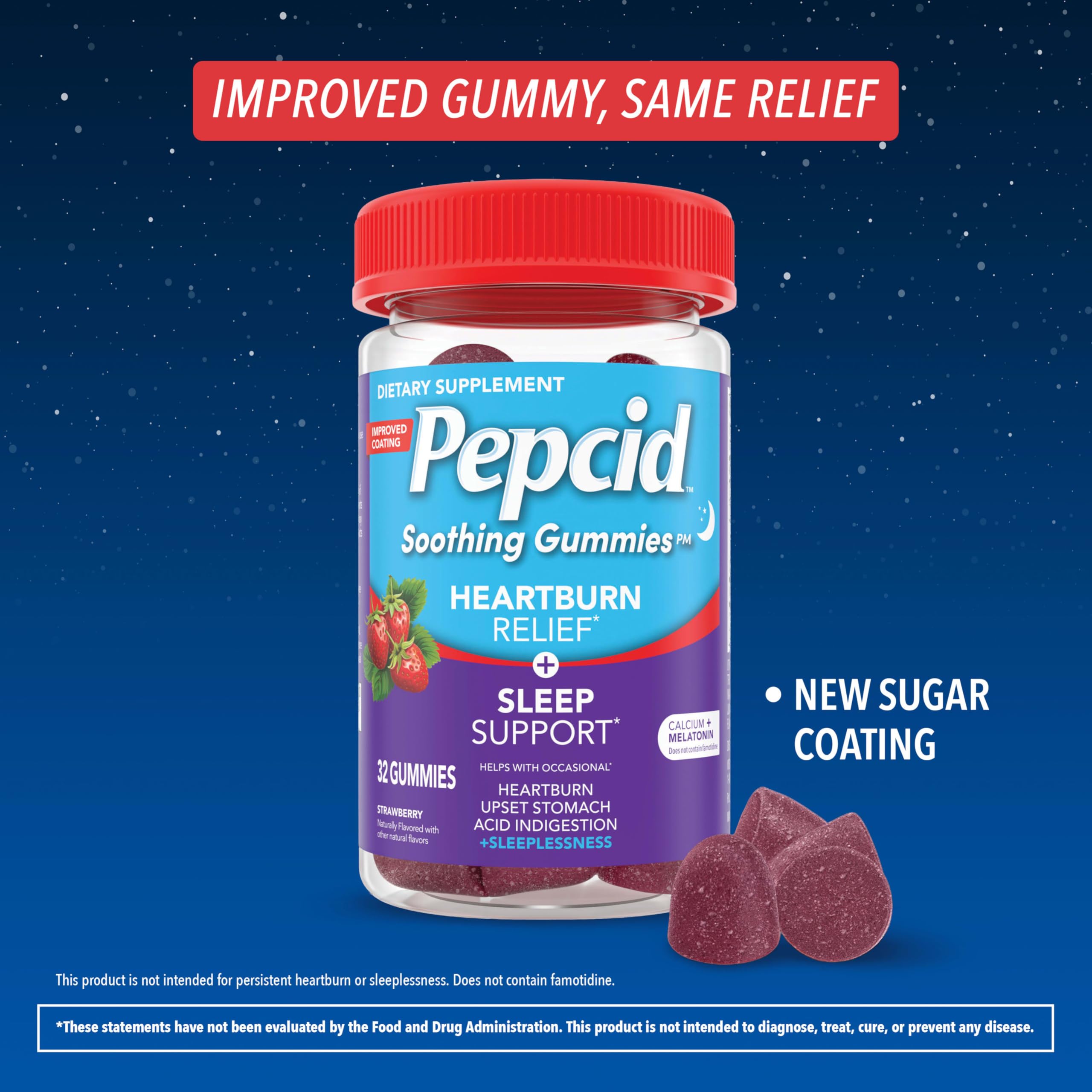 Pepcid Soothing Gummies Heartburn Relief + Sleep Support, Strawberry, 32 ct — Amazon image 2