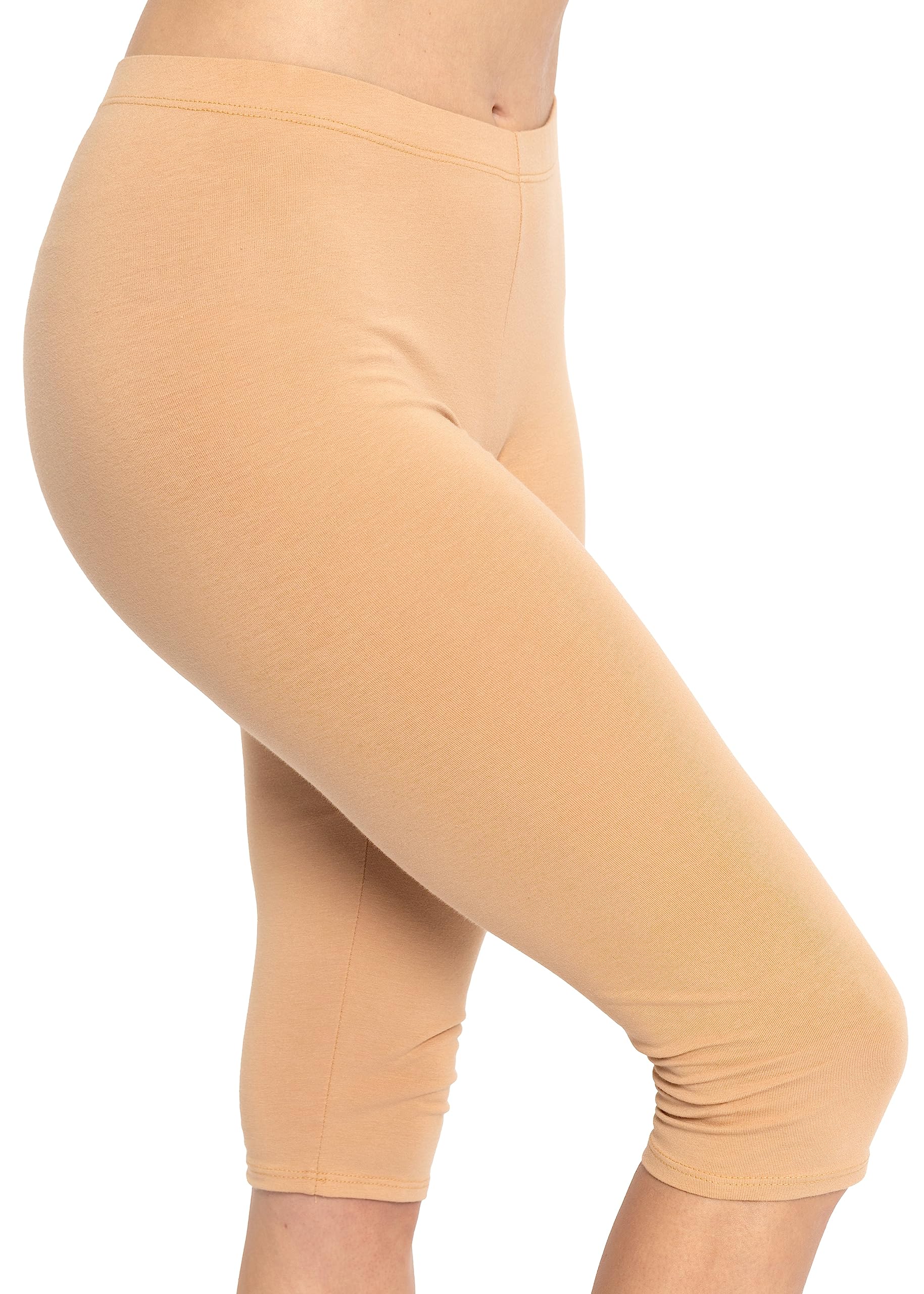 STRETCH IS COMFORT Cotton Capri Leggings, Knee Length Pants, Plus Size
