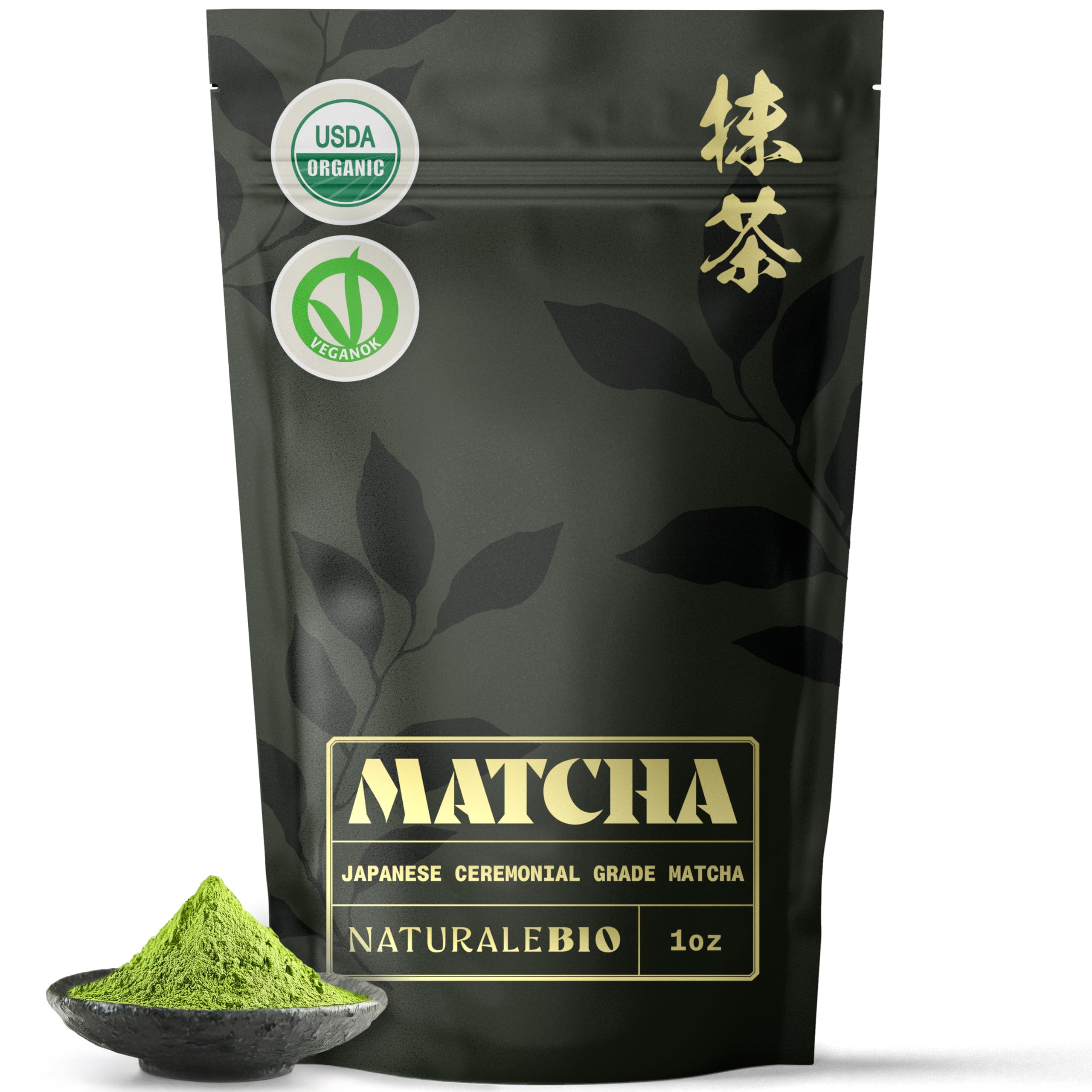 Matcha Green Tea Powder. Ceremonial Grade Organic, 1 oz. From Uji, Kyoto for Traditional Japanese Tea Ceremony. Matcha Powder Free of Added Sugars and Preservatives.