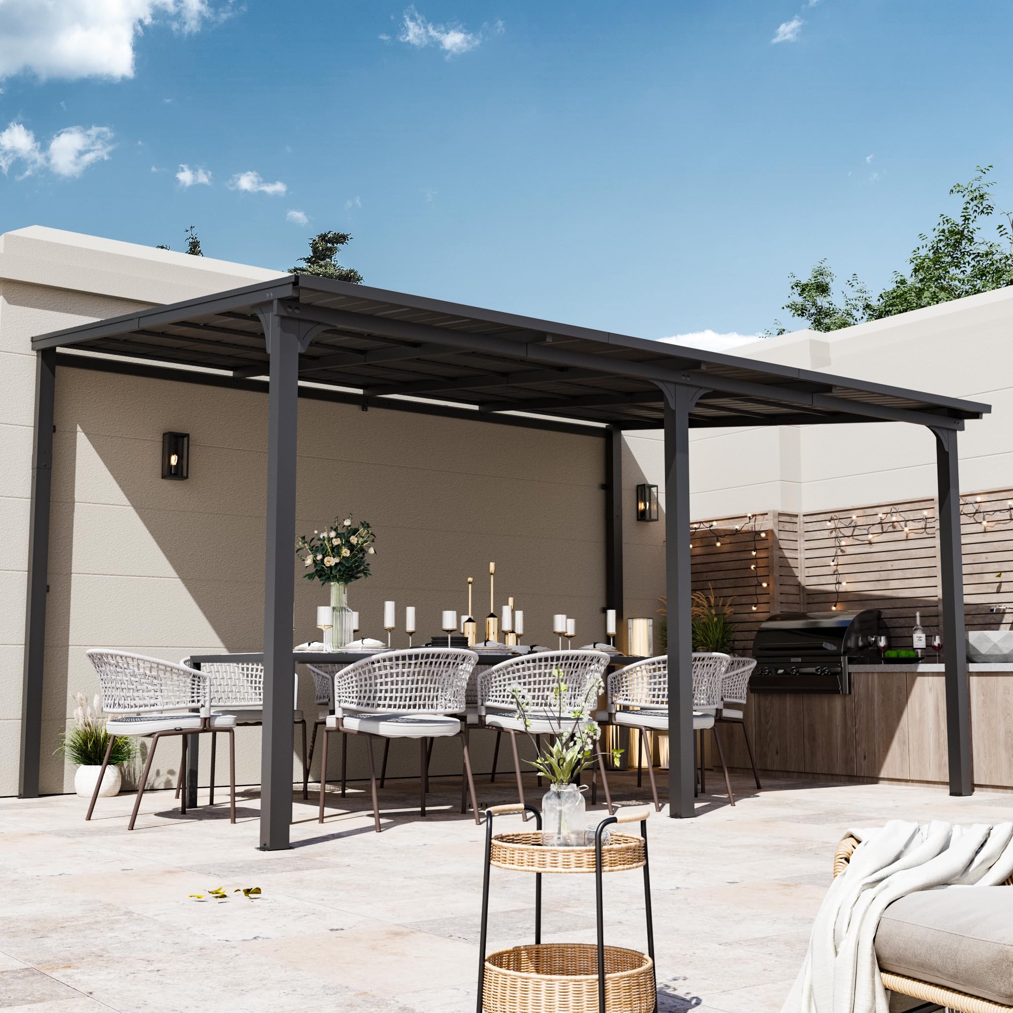 Covered Outdoor 10x14 Wall Mounted Gazebo