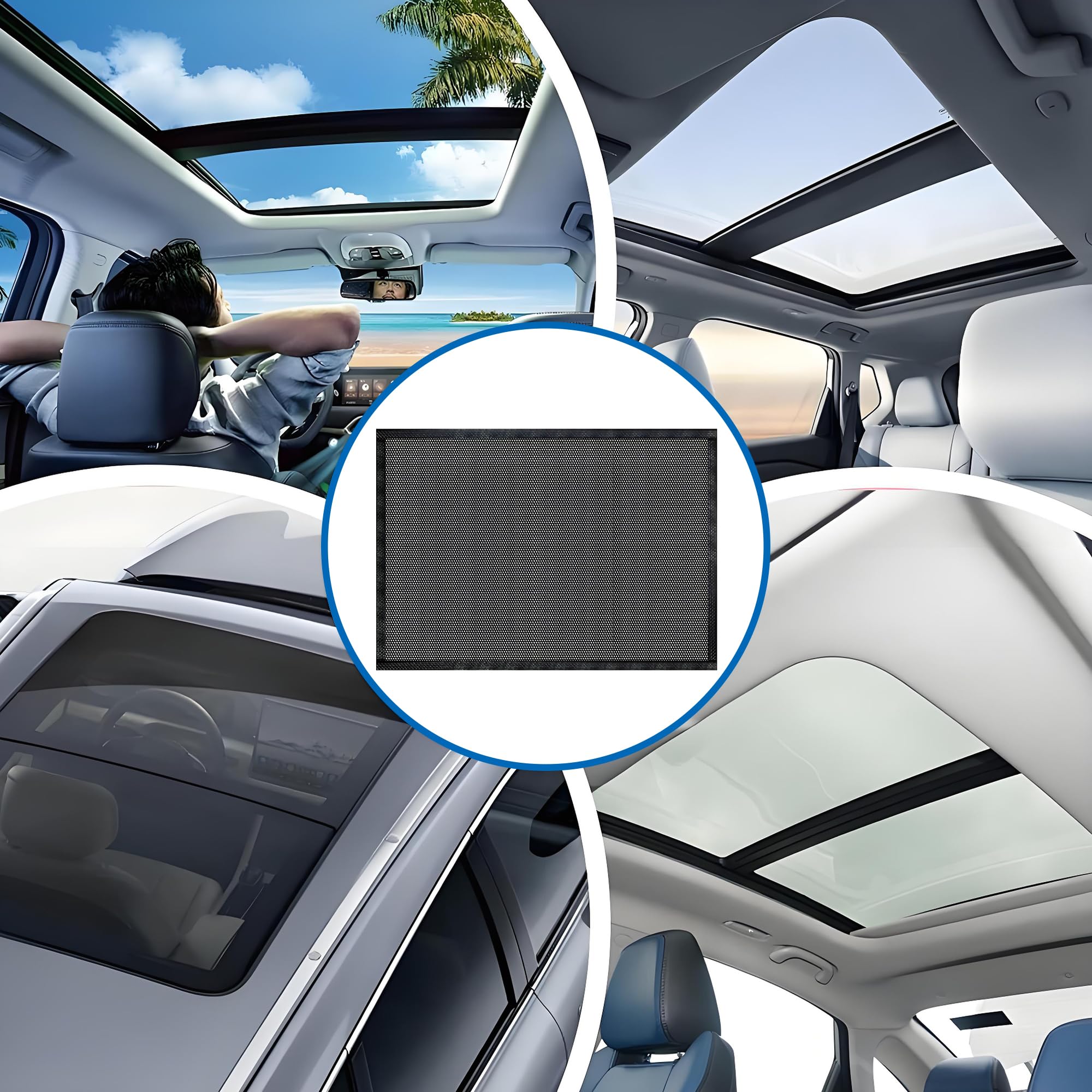 CHENNAN 1 Ensemble Anti-moustiques Voiture Toit ouvrant, Toit ouvrant de Voiture Filet Anti-Soleil avec aimants Doux, Store Toit Ouvrant Transpirable et Aimanté, Accessoire Auto, 90 x 65 cm (S)