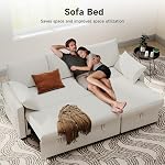 Real Relax 80" Sofa Bed, L-Shaped Pull Out Couch Bed, Sleeper Couch with Chaise Storage for Living Room, Apartment and Office, Corduroy Fabric, Beige