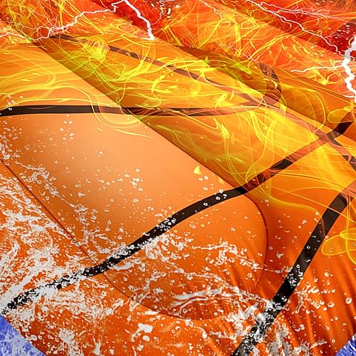 Miniatura 3 de Juego de edredón de baloncesto, tamaño Twin, para niños, ropa de cama de baloncesto, juego de edredón deportivo de microfibra tamaño Twin para