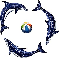 Vista 1 de Mosaico para piscina de cerámica con diseño de delfín azul