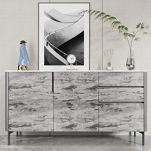 Miniatura 4 de CRE8TIVE Papel tapiz de hormigón gris manchado, papel tapiz texturizado de cemento, autoadhesivo y extraíble, extraíble, papel de contacto de