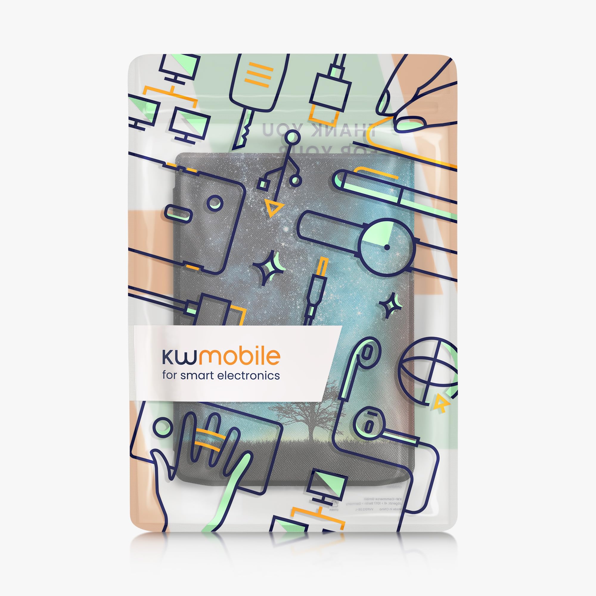 kwmobile Etui kompatybilne z Pocketbook InkPad 4 / Color 3 / Color 2 / Vivlio InkPad 4 - pokrowiec na czytnik e-booków - kosmiczna natura niebieski/szary/czarny