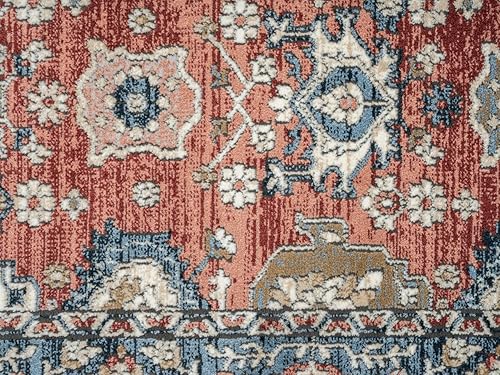 Miniatura 8 de Abani Savoy Collection - Alfombra de área, diseño vintage rojo y crema, 4 x 6 pies, fácil de limpiar, duradera para niños y mascotas, no desprende