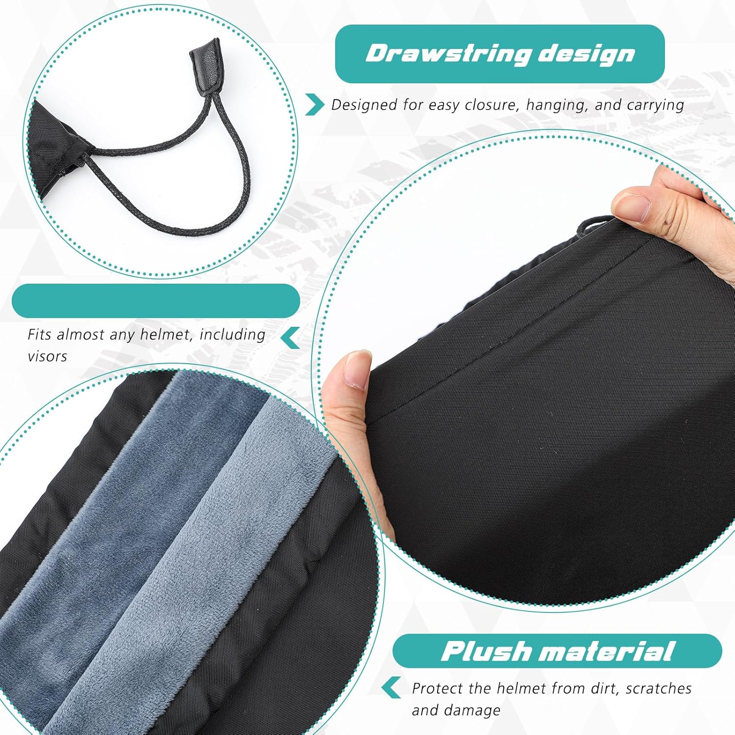 Motorcycle Helmet Bag with Soft Lining & Drawstring Closure, Waterproof Helmet Storage Bag, Large Capacity, Lightweight for Riding Hockey Welding Bicycle Dirt Bike Gear