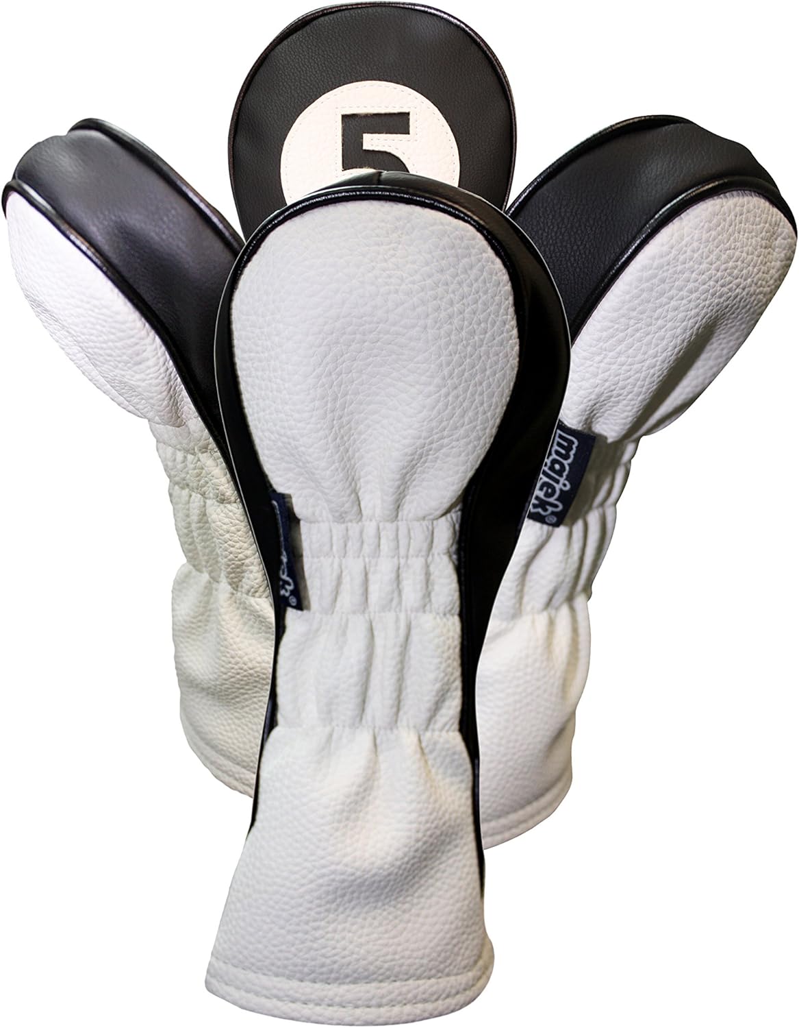 Golf Headcovers Black and White Leather Style 1, 3, 5, X Driver and Fairway Head Covers Fits 460cc Drivers
