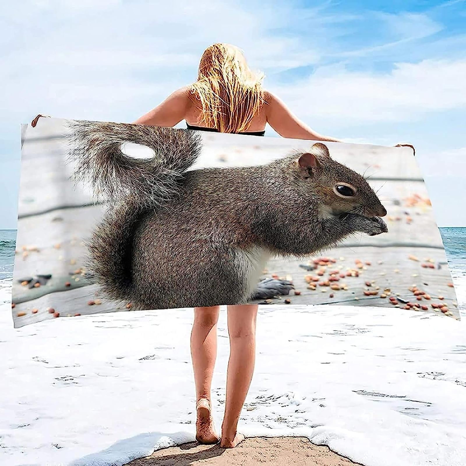 Scoiattolo Telo Mare Grande 150x200, Microfibra Asciugamano da Spiaggia, 3D Teli Mare Scoiattolo, Asciugatura Rapida Antisabbia Adulti Bambini Teli Mare per Nuoto Campeggio Viaggio